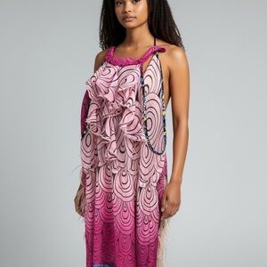 Pink Ombre Ruffle Maxi Dress